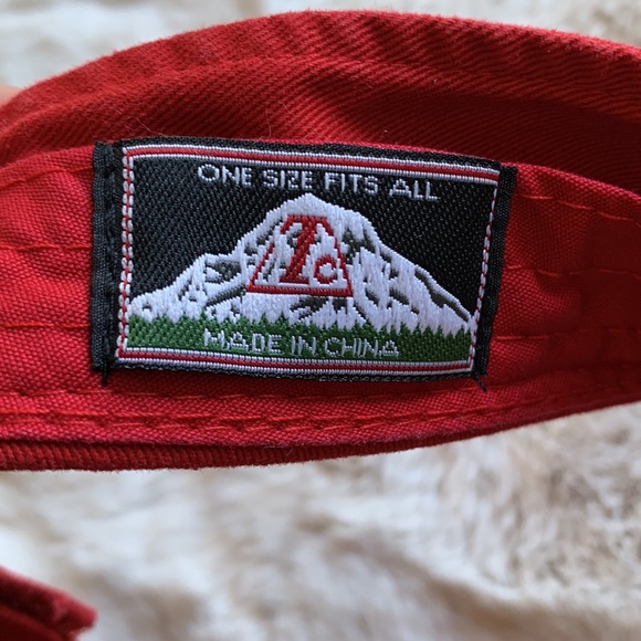 VINTAGE Trojan Brand Hat Red Visor Strap Back 90s - Picture 3 of 5